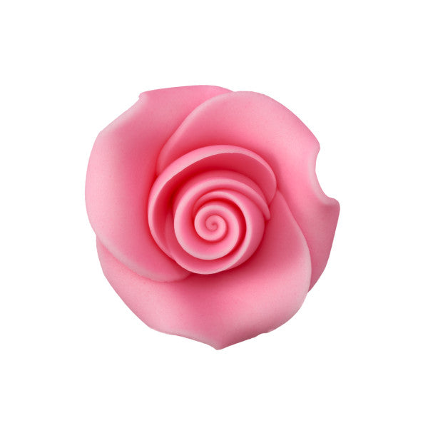 Pink 1.5" Rose Sugar Soft Premium Edible Decorations - 6 roses per order
