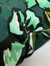 Linen Viscose Floral Print Green Black