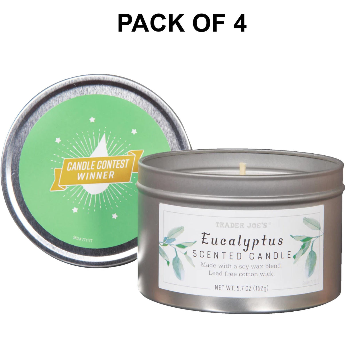 Trader Joe’s Eucalyptus Scented Candle - a Lead-Free Cotton Wick | 5.7 Oz