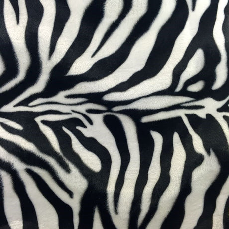 Big Zebra Print Velboa Faux Fur Fabric - Zebra Print, 60" Width (1 Yard)