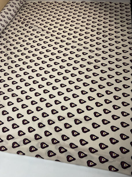 Viscose Crepe Printed Purple Beige Fabric