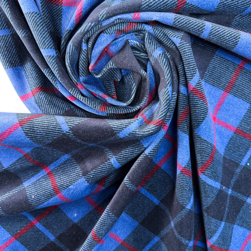 Polyamide Velour Checked Blue