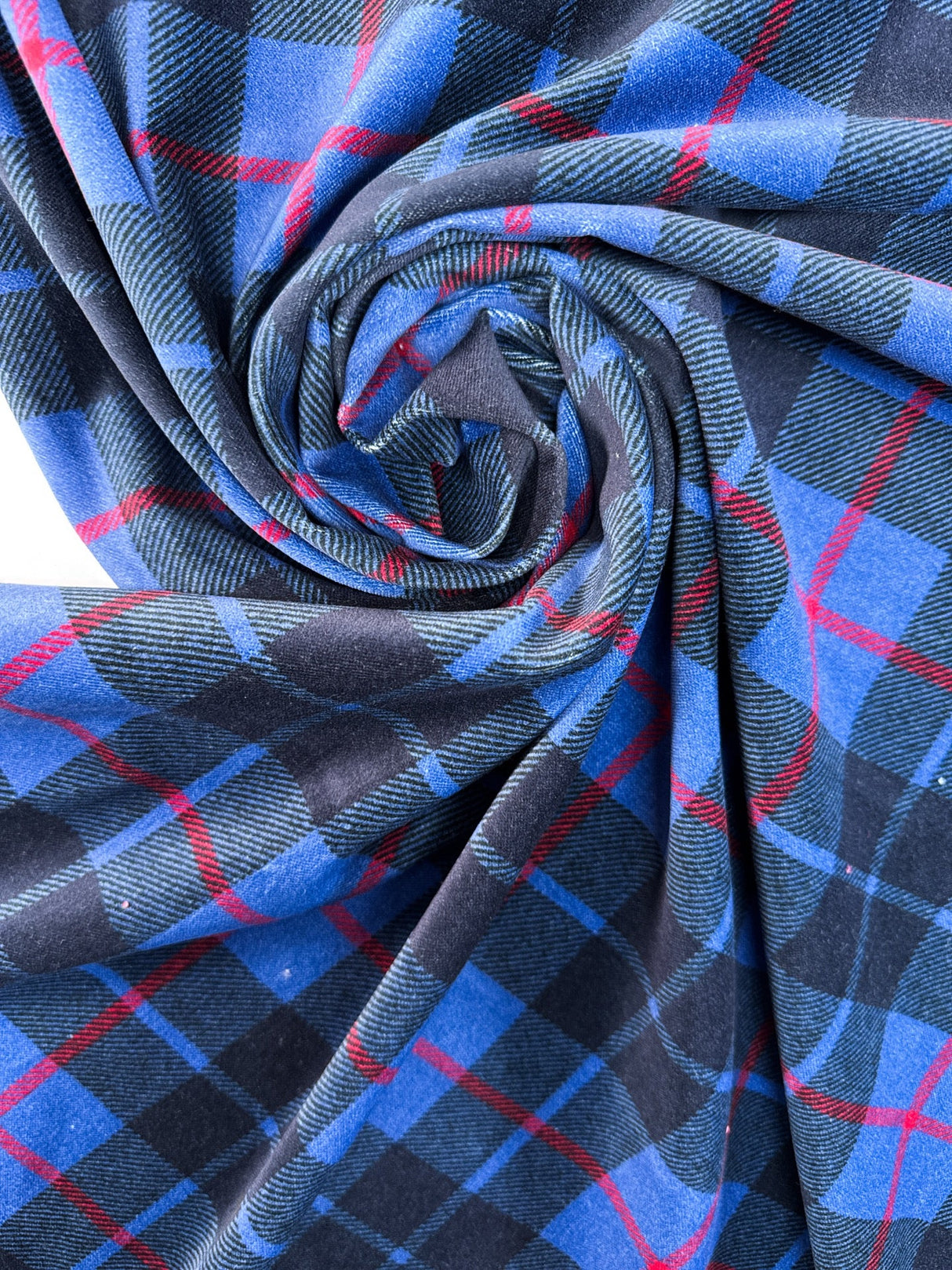 Polyamide Velour Checked Blue