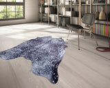 Vegan Metallic Shinny Glow Faux Hide Cowhide Area Rug Carpet - Polyester Fabric - Metallic Yellow, Patchwork Print, 5' X 7' (1 Piece)