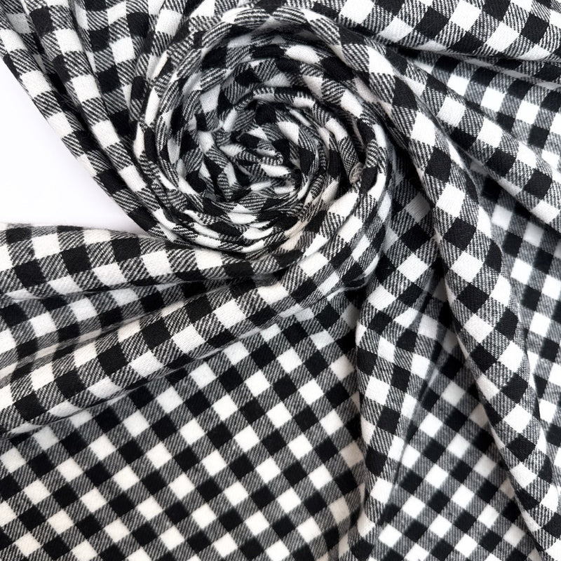 Cotton Flannel Checked Black White