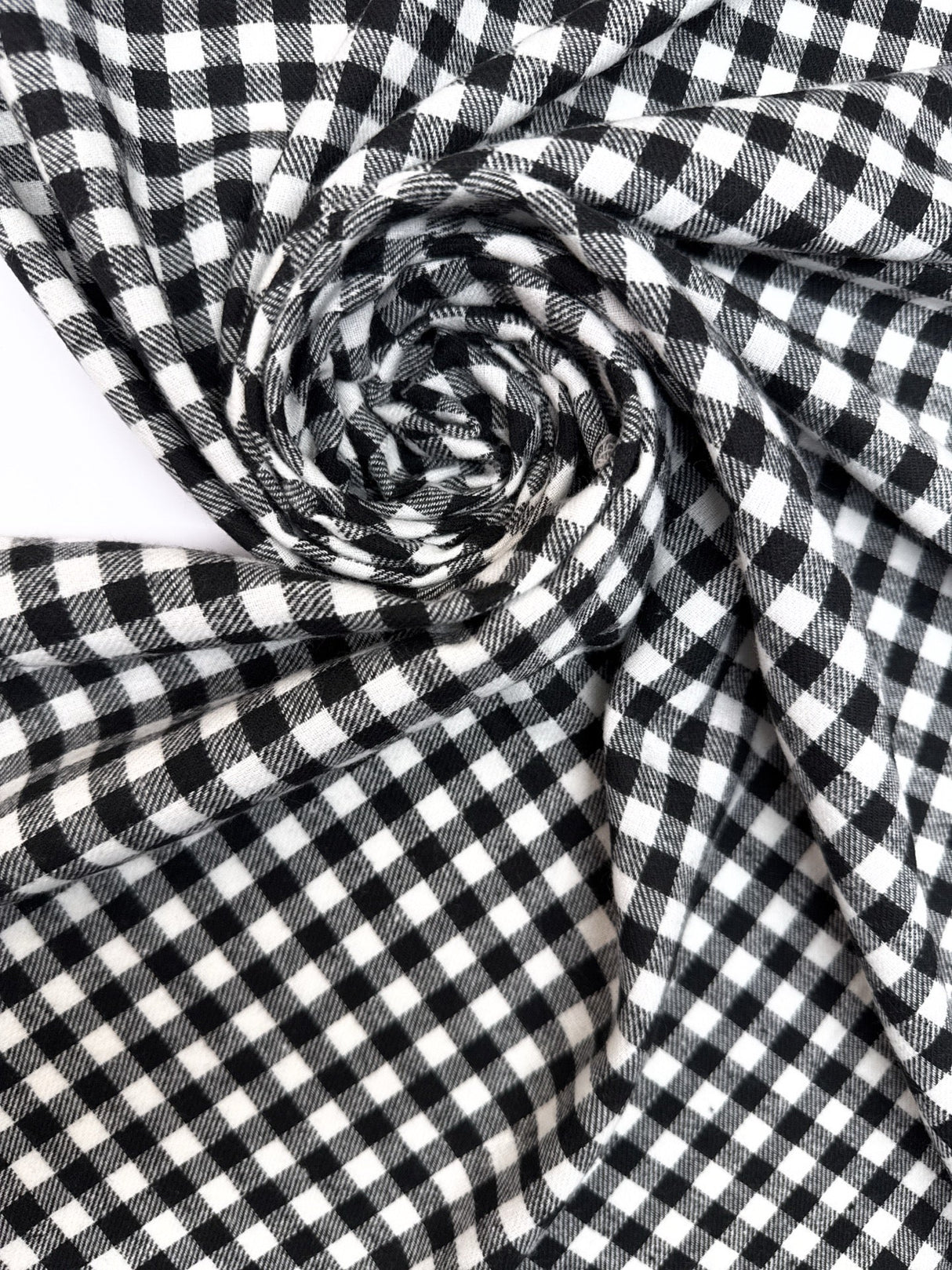 Cotton Flannel Checked Black White