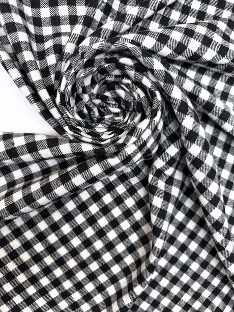 Cotton Flannel Checked Black White
