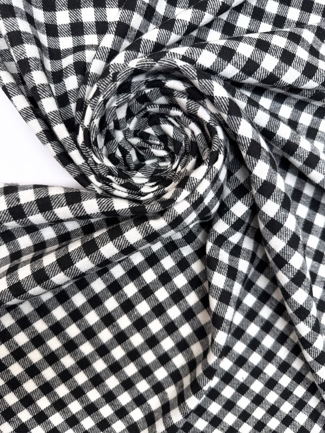Cotton Flannel Checked Black White