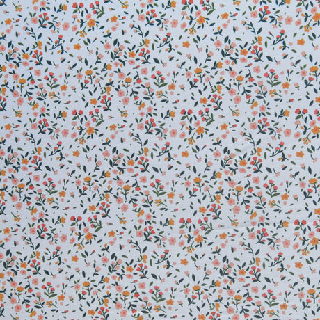 Poly Spandex Swimsuit Fabric Dainty Floral on White