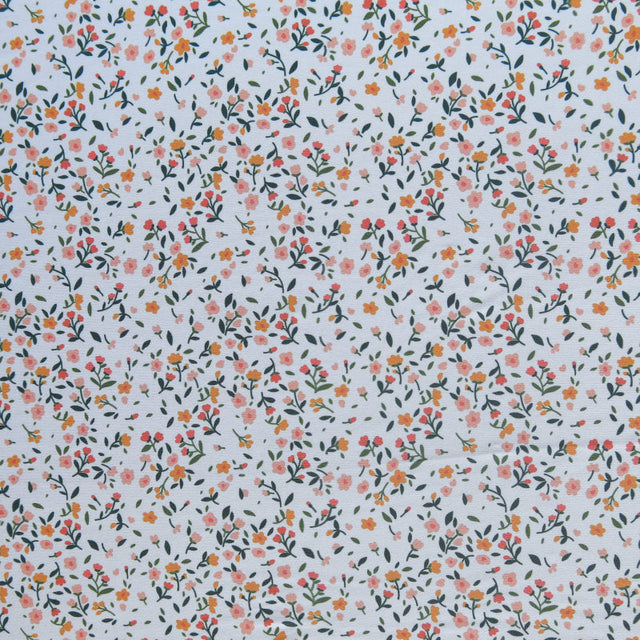 Poly Spandex Swimsuit Fabric Dainty Floral on White