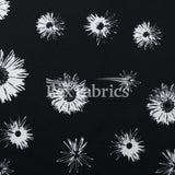 Daisy Nylon Spandex Fabric - Black Background Daisy Floral Print, 58/60" Width (1 Yard)