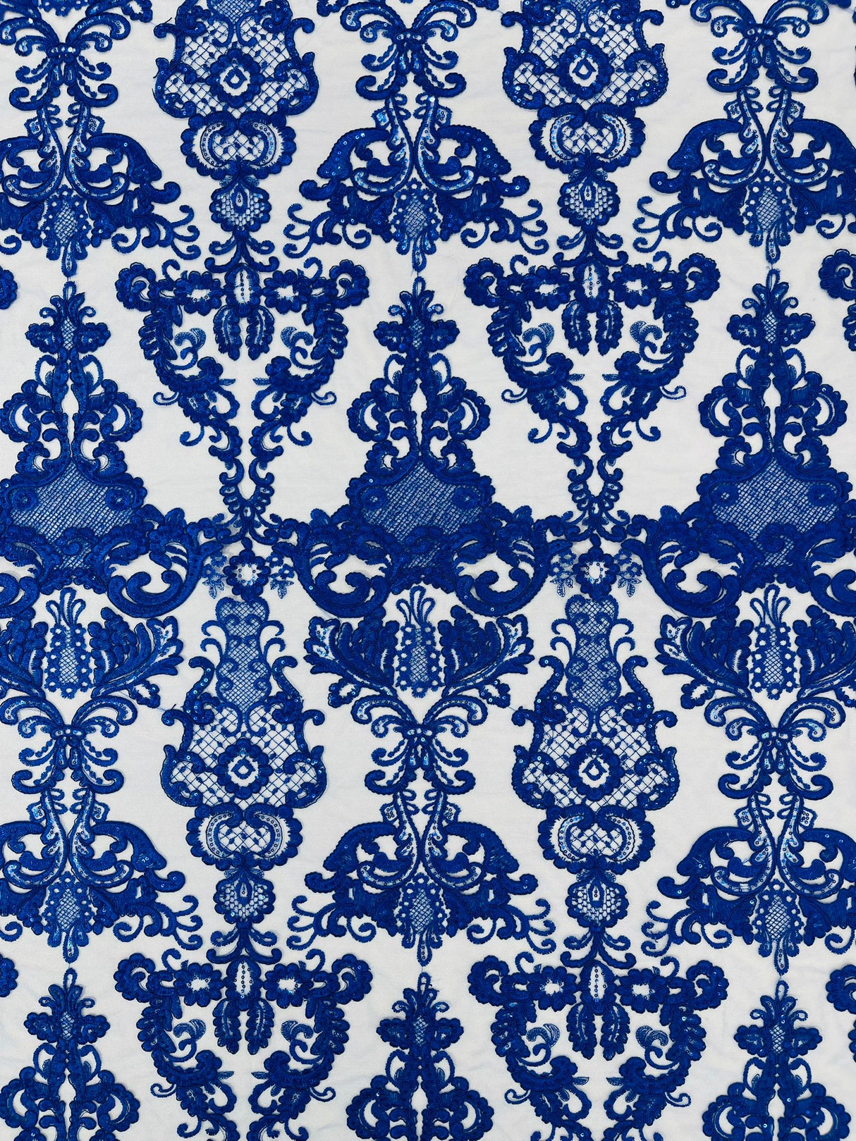 Damask Embroidered Lace Fabric - Damask Embroidered Lace, 54" Width (1 Yard)