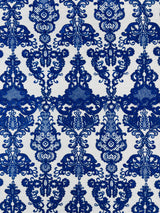 Damask Embroidered Lace Fabric - Damask Embroidered Lace, 54" Width (1 Yard)