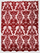 Damask Embroidered Lace Fabric - Damask Embroidered Lace, 54" Width (1 Yard)
