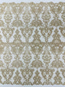 Damask Embroidered Lace Fabric - Damask Embroidered Lace, 54" Width (1 Yard)