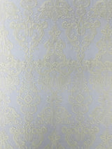 Damask Embroidered Lace Fabric - Damask Embroidered Lace, 54" Width (1 Yard)