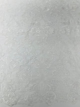 Damask Embroidered Lace Fabric - Damask Embroidered Lace, 54" Width (1 Yard)