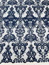 Damask Embroidered Lace Fabric - Damask Embroidered Lace, 54" Width (1 Yard)
