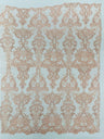Damask Embroidered Lace Fabric - Damask Embroidered Lace, 54" Width (1 Yard)