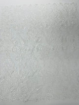 Damask Embroidered Lace Fabric - Damask Embroidered Lace, 54" Width (1 Yard)