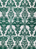 Damask Embroidered Lace Fabric - Damask Embroidered Lace, 54" Width (1 Yard)