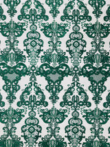 Damask Embroidered Lace Fabric - Damask Embroidered Lace, 54" Width (1 Yard)