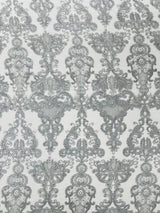 Damask Embroidered Lace Fabric - Damask Embroidered Lace, 54" Width (1 Yard)