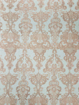 Damask Embroidered Lace Fabric - Damask Embroidered Lace, 54" Width (1 Yard)
