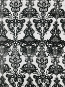 Damask Embroidered Lace Fabric - Damask Embroidered Lace, 54" Width (1 Yard)