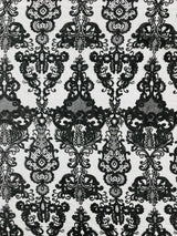 Damask Embroidered Lace Fabric - Damask Embroidered Lace, 54" Width (1 Yard)
