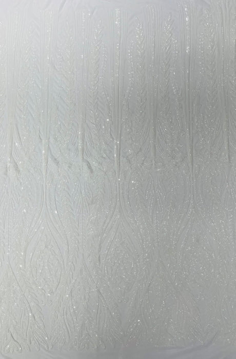 Damask Sequin Fabric - Damask Sequin Mesh, 54" Width (1 Yard)