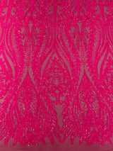 Damask Sequin Fabric - Damask Sequin Mesh, 54" Width (1 Yard)