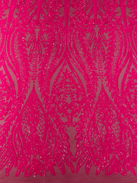 Damask Sequin Fabric - Damask Sequin Mesh, 54" Width (1 Yard)