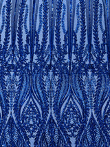 Damask Sequin Fabric - Damask Sequin Mesh, 54" Width (1 Yard)