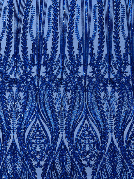 Damask Sequin Fabric - Damask Sequin Mesh, 54" Width (1 Yard)