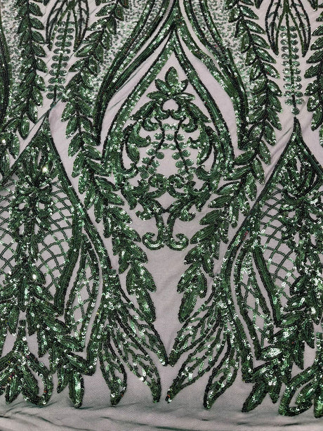 Damask Sequin Fabric - Damask Sequin Mesh, 54" Width (1 Yard)