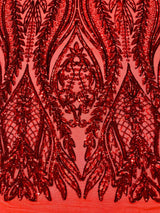 Damask Sequin Fabric - Damask Sequin Mesh, 54" Width (1 Yard)