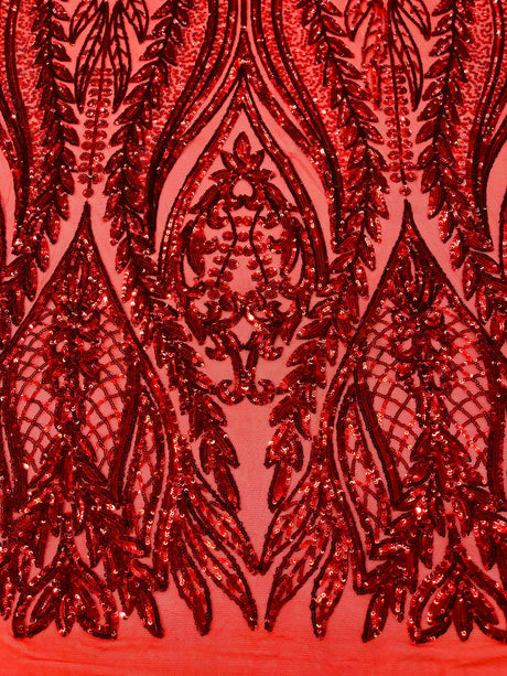 Damask Sequin Fabric - Damask Sequin Mesh, 54" Width (1 Yard)