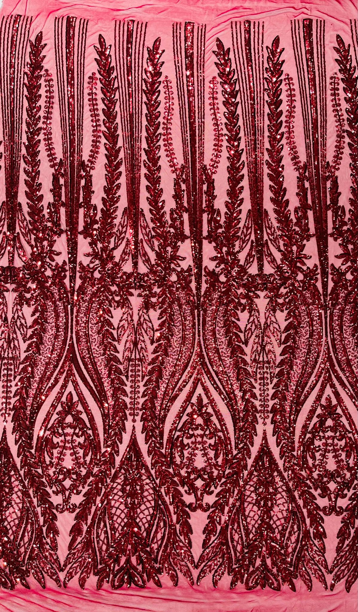 Damask Sequin Fabric - Damask Sequin Mesh, 54" Width (1 Yard)