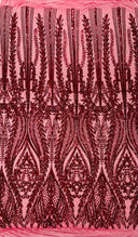 Damask Sequin Fabric - Damask Sequin Mesh, 54" Width (1 Yard)