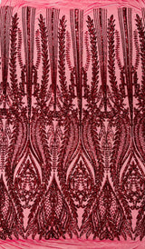 Damask Sequin Fabric - Damask Sequin Mesh, 54" Width (1 Yard)