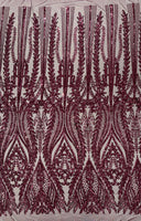 Damask Sequin Fabric - Damask Sequin Mesh, 54" Width (1 Yard)