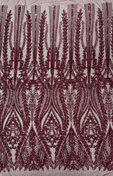 Damask Sequin Fabric - Damask Sequin Mesh, 54" Width (1 Yard)