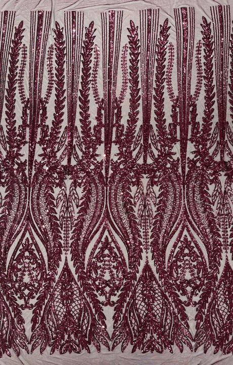 Damask Sequin Fabric - Damask Sequin Mesh, 54" Width (1 Yard)