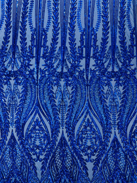 Damask Sequin Fabric - Damask Sequin Mesh, 54" Width (1 Yard)