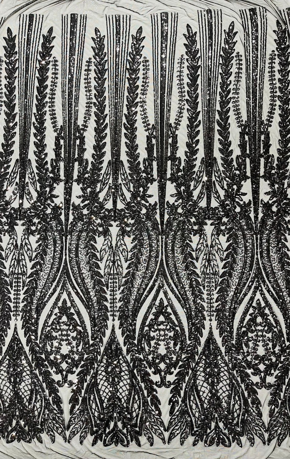 Damask Sequin Fabric - Damask Sequin Mesh, 54" Width (1 Yard)