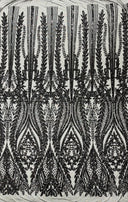 Damask Sequin Fabric - Damask Sequin Mesh, 54" Width (1 Yard)