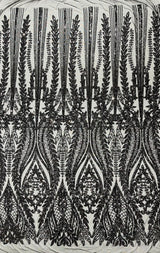 Damask Sequin Fabric - Damask Sequin Mesh, 54" Width (1 Yard)