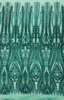 Damask Sequin Fabric - Damask Sequin Mesh, 54" Width (1 Yard)