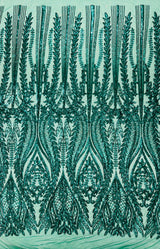 Damask Sequin Fabric - Damask Sequin Mesh, 54" Width (1 Yard)